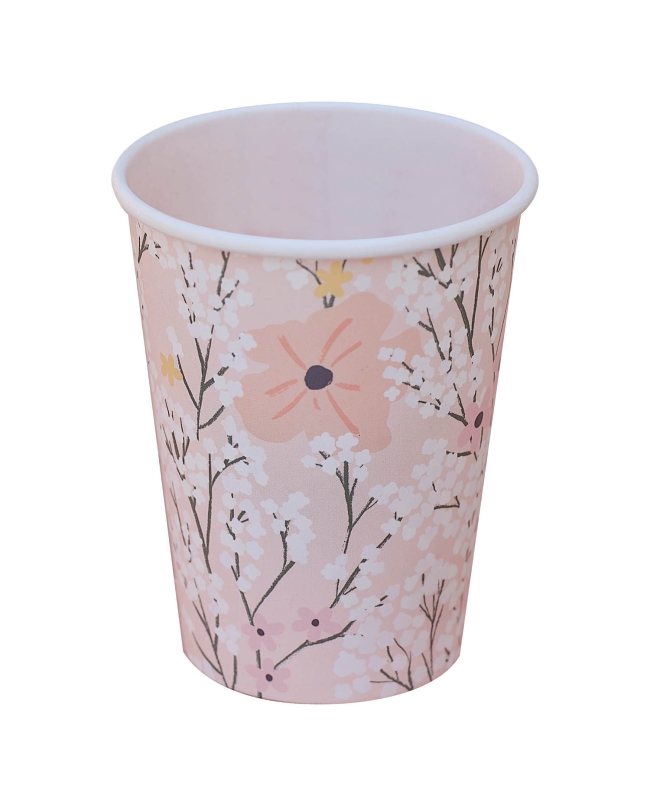 Vasos Papel Floral Rosa ***OFERTA DTO NO ACUMULABLE