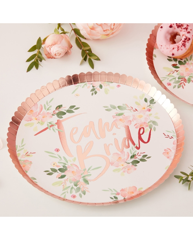 Platos Papel Team Bride Rosa Dorado 24cm ***OFERTA DTO NO ACUMULABLE