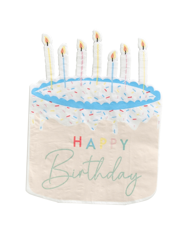 Servilletas Happy Bday Forma Tarta 16,5X13cm ***OFERTA DTO NO ACUMULABLE