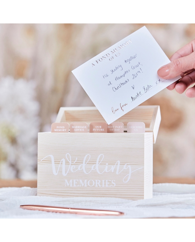 Caja Recuerdos Boda Madera Y 75 Tarjetas ***OFERTA DTO NO ACUMULABLE