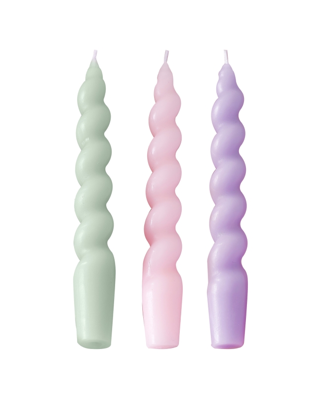 Velas Ondas Pastel Menta/Rosa/Lila ***OFERTA DTO NO ACUMULABLE